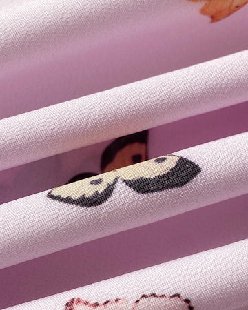 Butterfly Print Off the Shoulder Ruffles Blouse Casual Lantern Sleeve Top